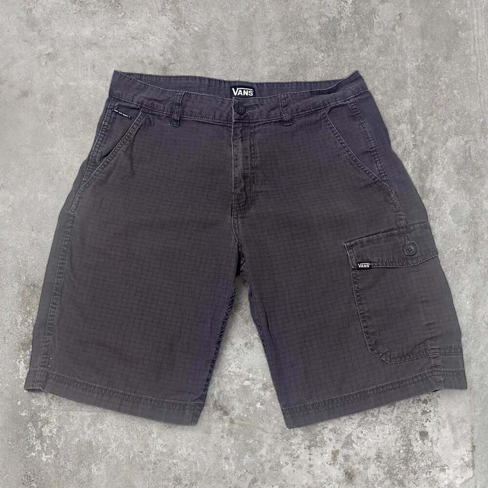 Vans Off The Wall Grid Pattern Gray Cargo Shorts